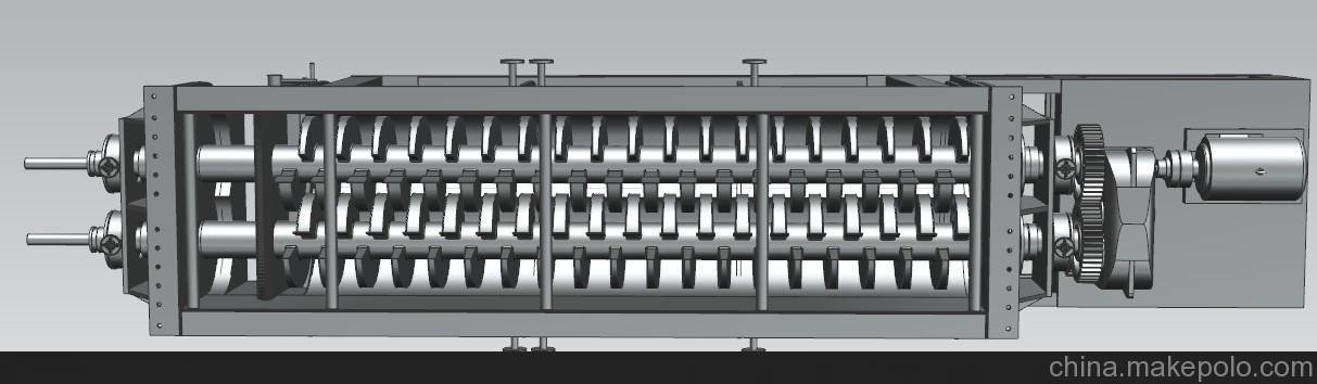 Paddle dryer processor shaft and paddles schematic