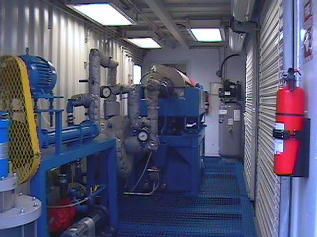 Interior of a HydroPure containerized sludge treatment system
